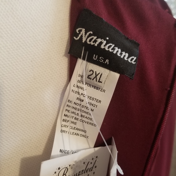 Narianna Burgundy Satin Waist Gown sz 2XL NWT - Picture 6 of 6